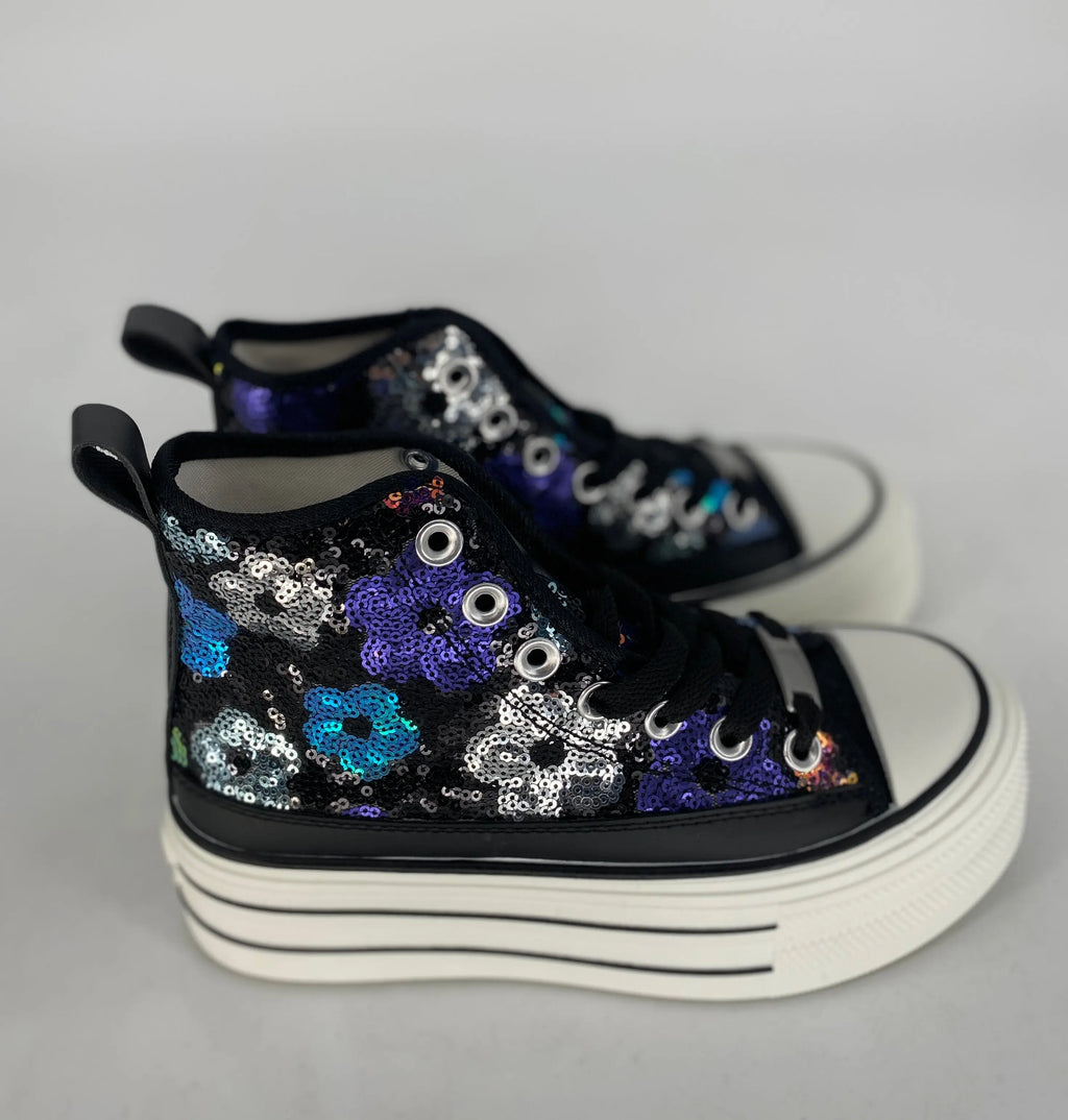 Sneaker mit bunten floralen Pailleten 8 - 131 schwarz - By Elena FashionBy Elena Fashion