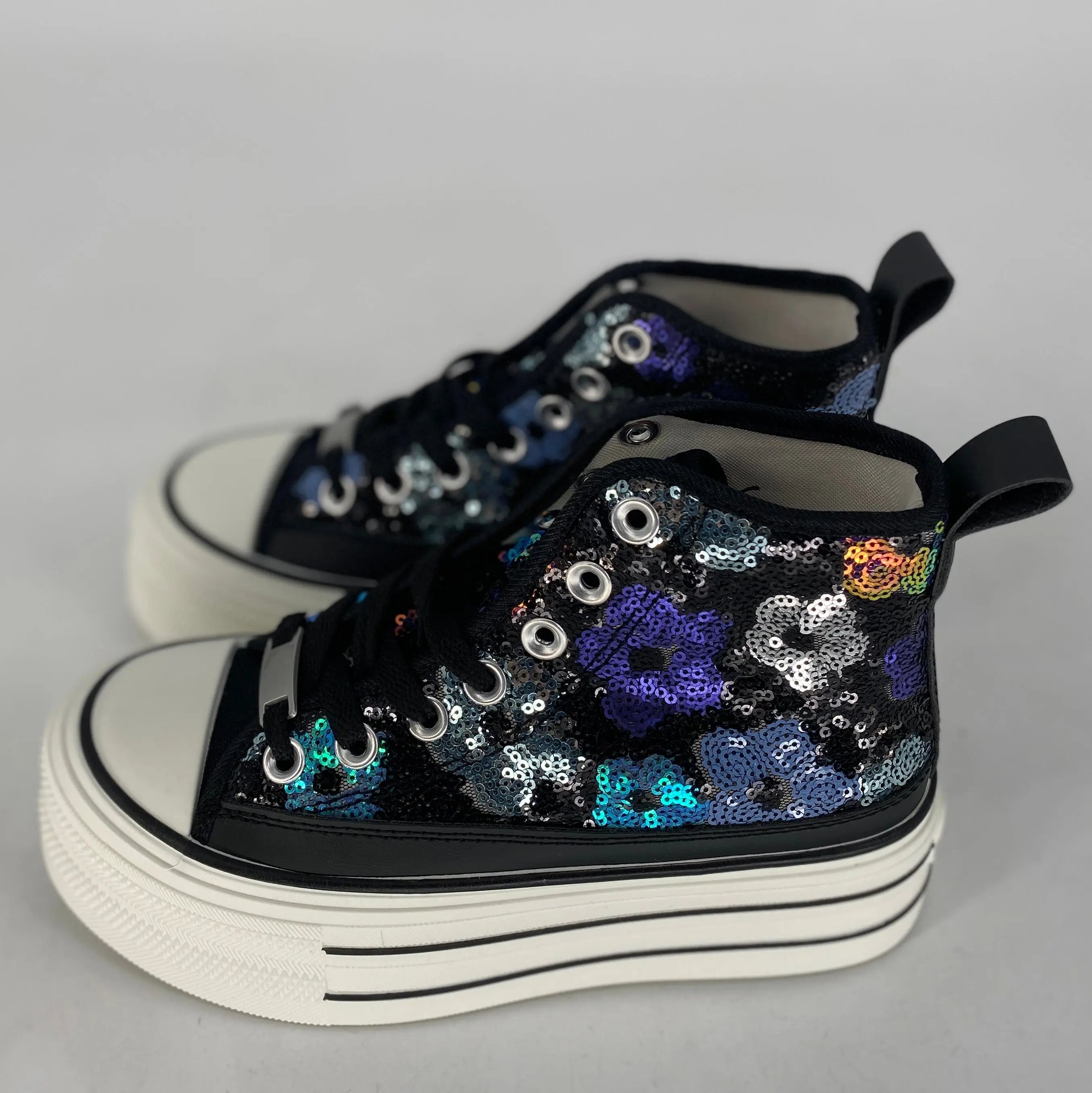Sneaker mit bunten floralen Pailleten 8 - 131 schwarz - By Elena FashionBy Elena Fashion