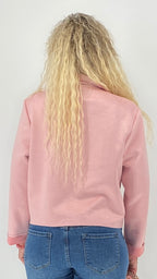 Kurze Jacke Veloursleder-Optik, blau, beige, rosa