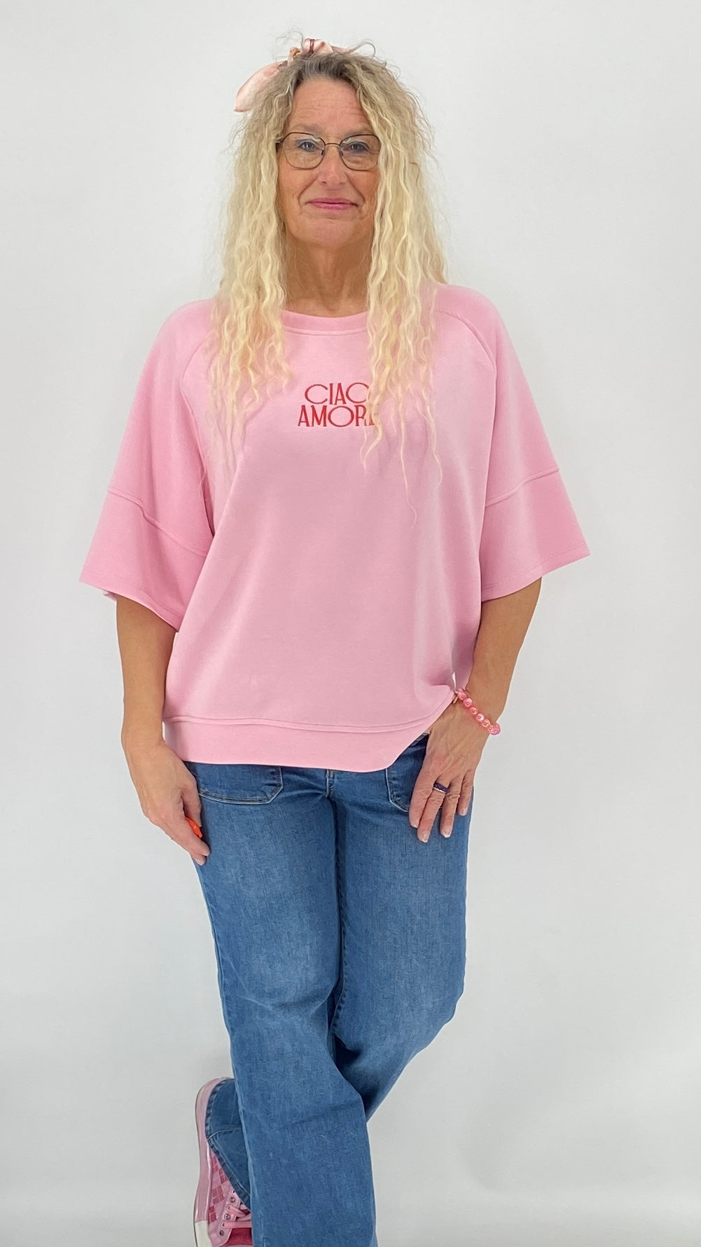 Shirt "AMORE", orange, rosa, gelb