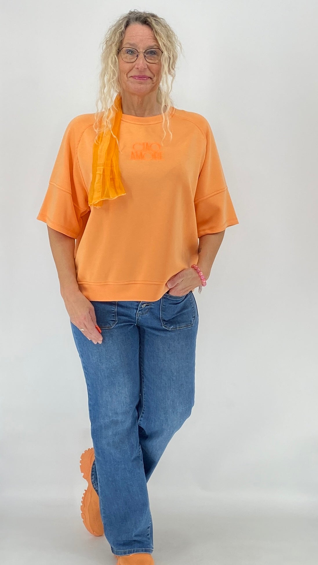 Shirt "AMORE", orange, rosa, gelb