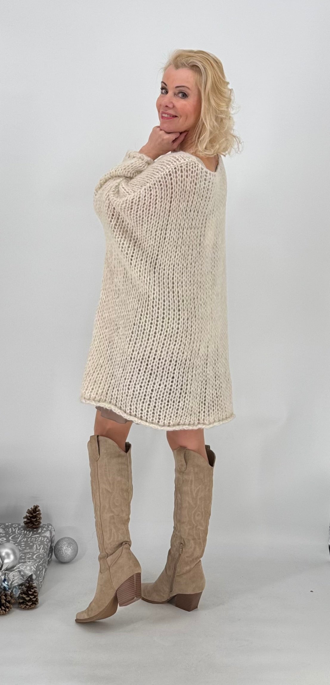 Pullover grobstrick orange, braun, rosa, beige