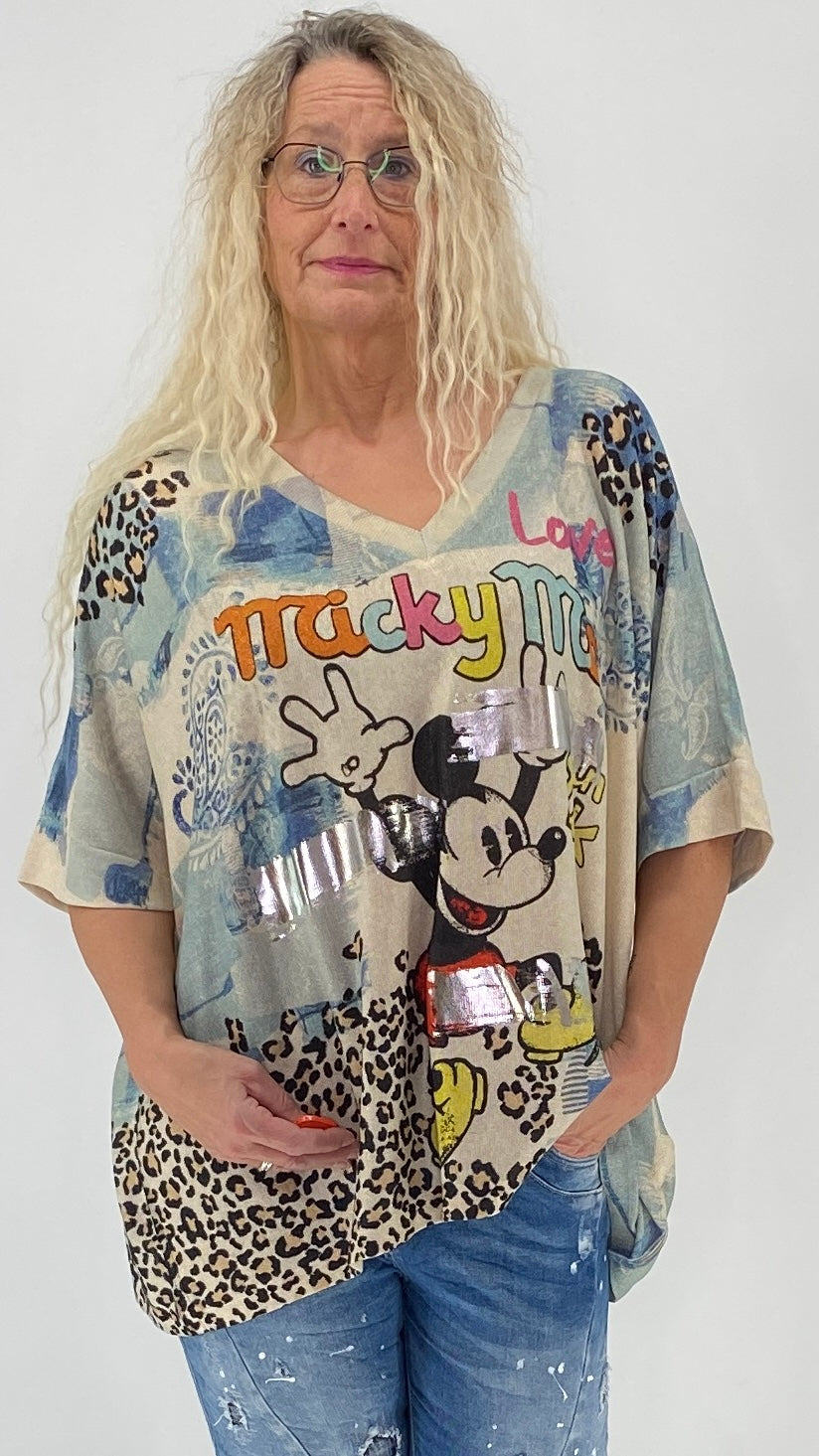 Shirt "Mickey", blau, schwarz