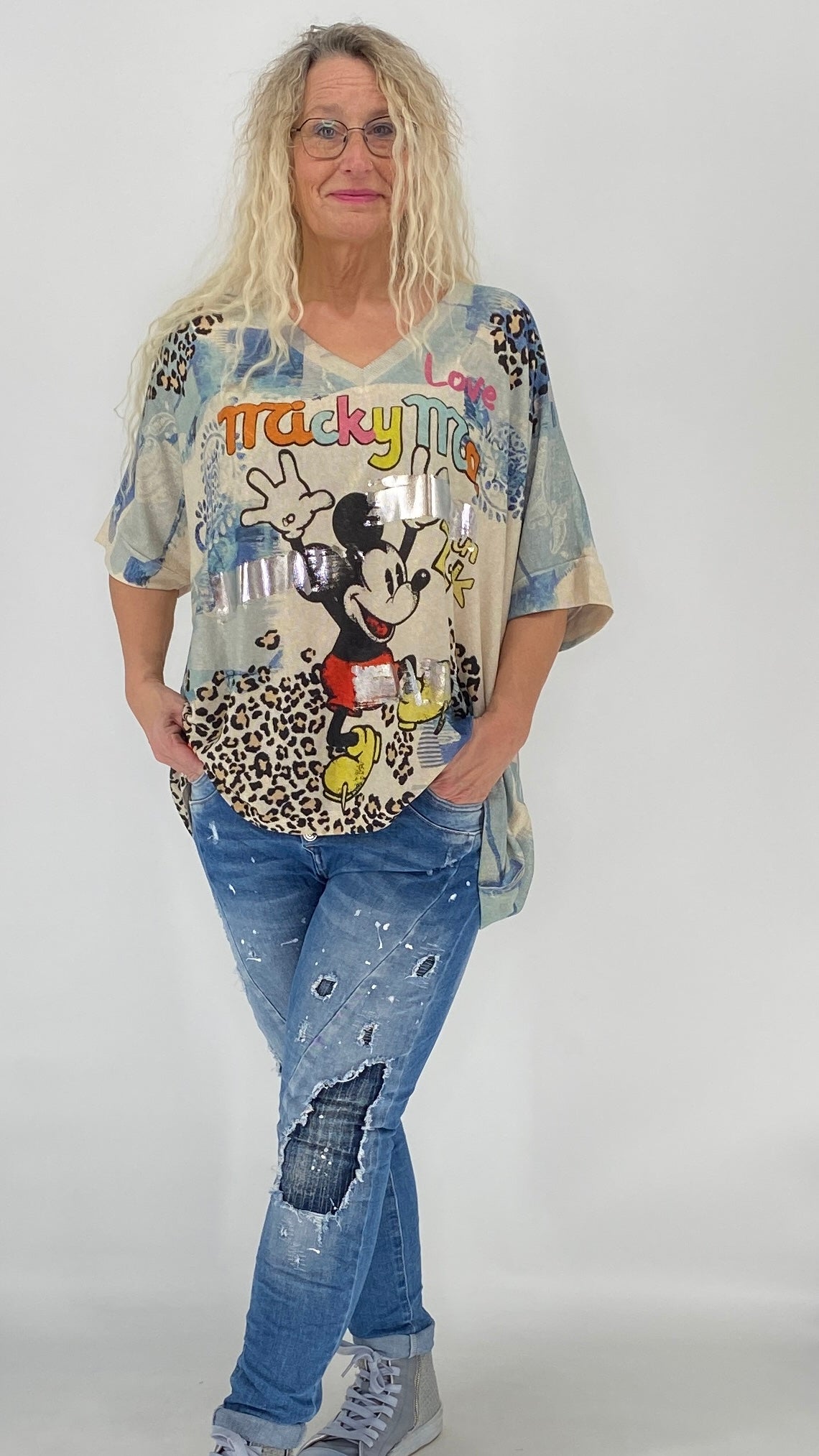 Shirt "Mickey", blau, schwarz