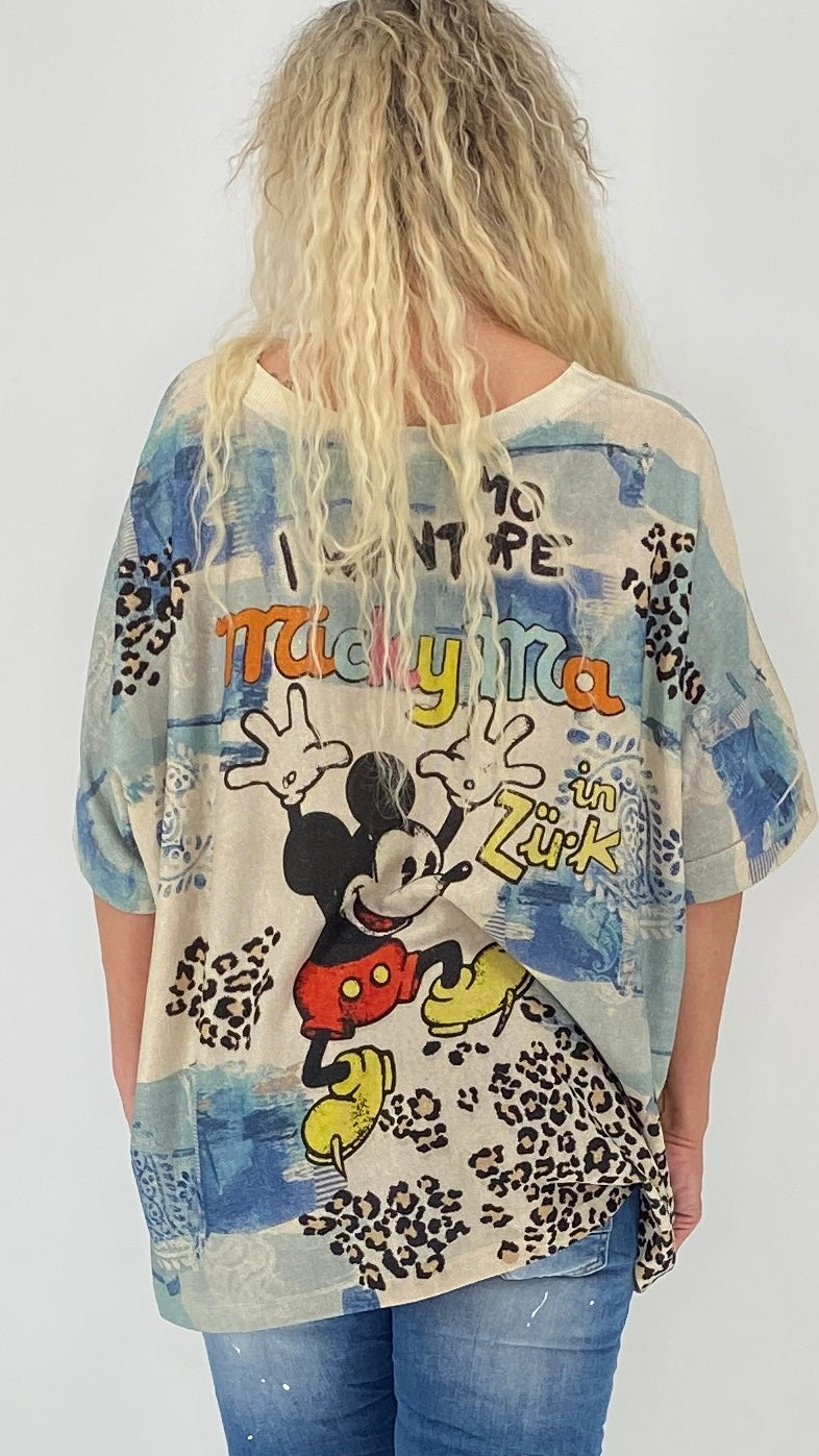 Shirt "Mickey", blau, schwarz