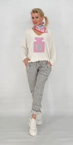 Pullover in weiß, Parfüm