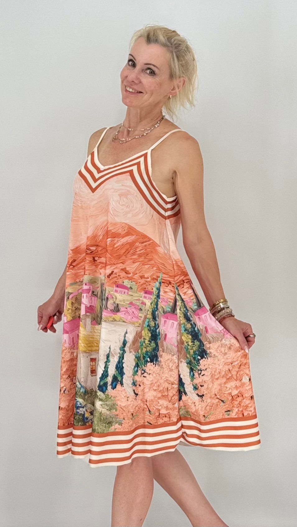 Sommer Kleid in drei Farben, Viskose/Seide