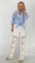 Bluse mit Strass babyblau - By Elena FashionBy Elena Fashion