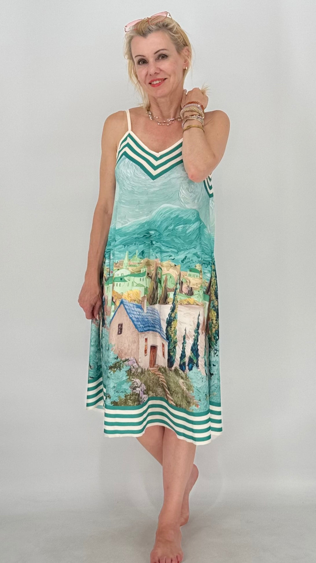 Sommer Kleid in drei Farben, Viskose/Seide