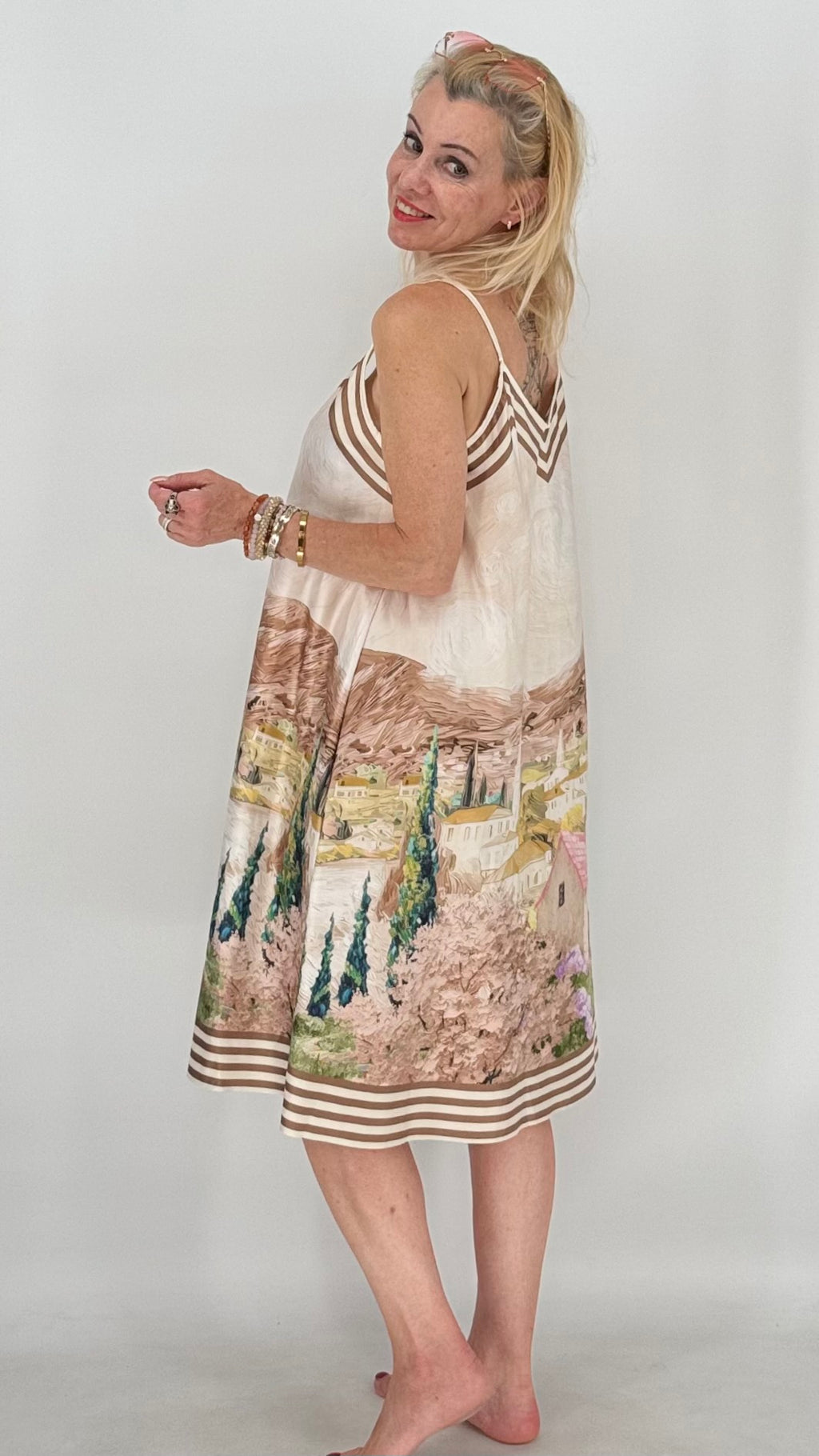 Sommer Kleid in drei Farben, Viskose/Seide