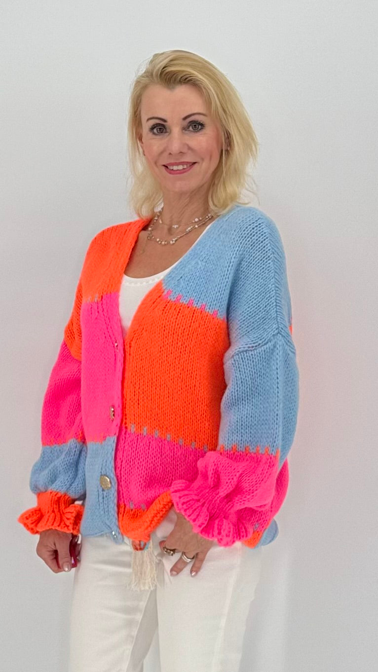 Strickjacke "Neon", blau