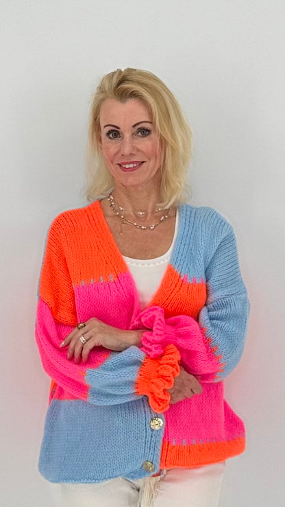 Strickjacke "Neon", blau