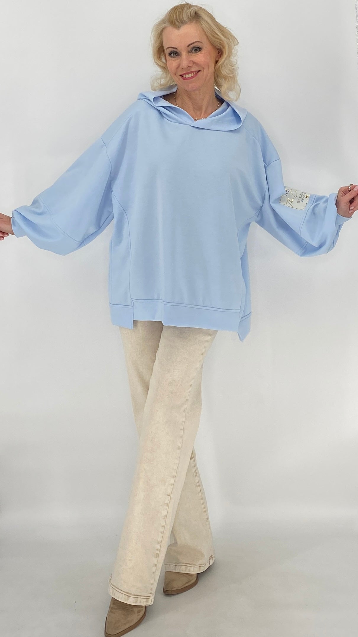 Hoodie in Rosa, Pink, Beige, Blau