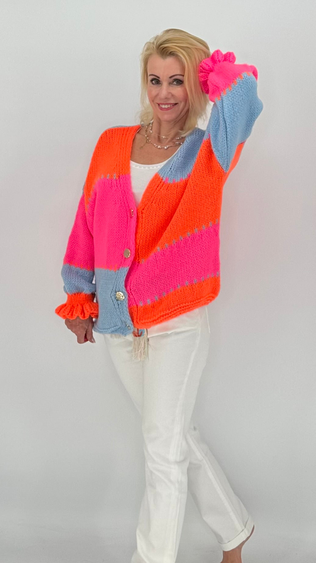 Strickjacke "Neon", blau
