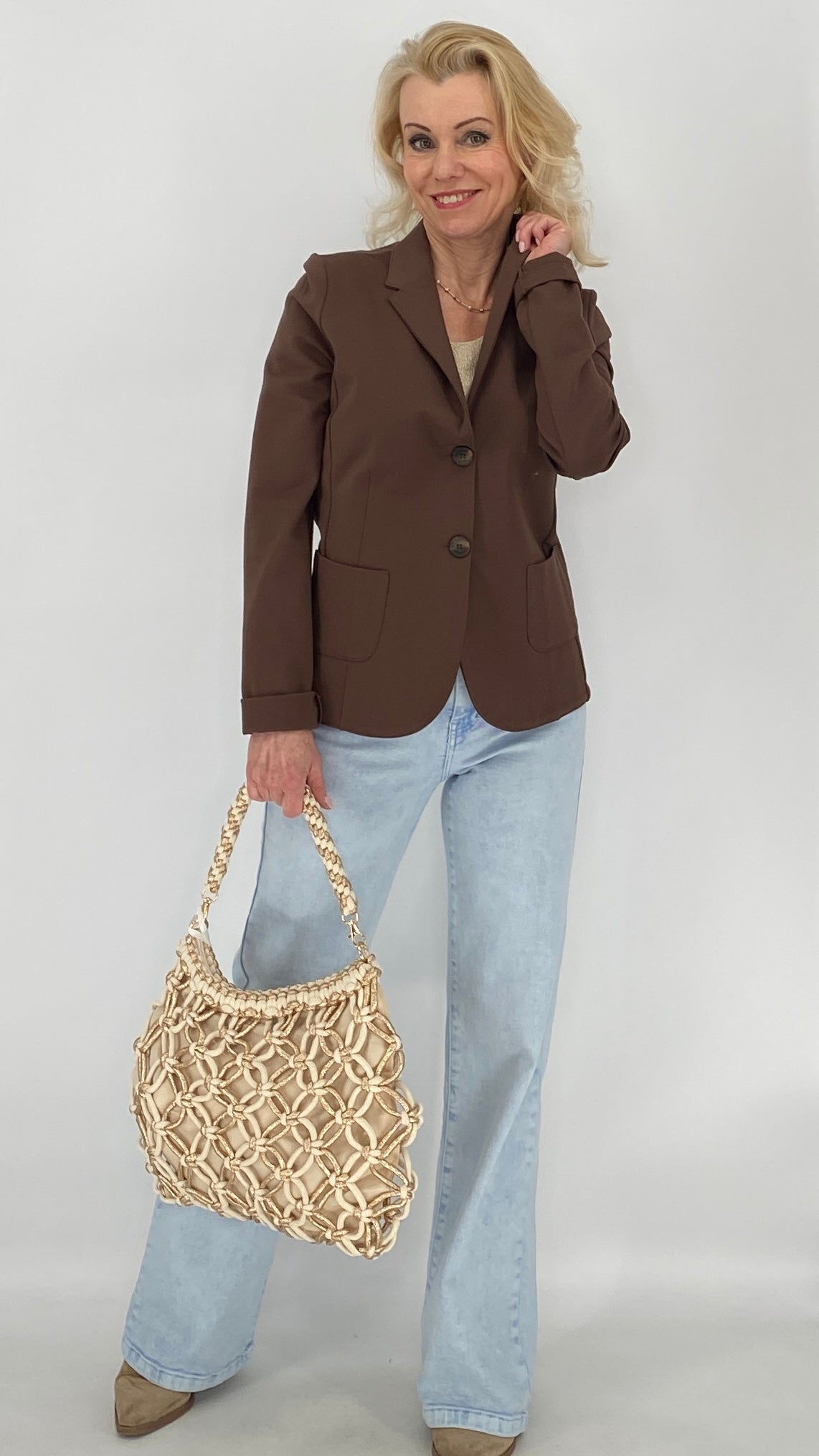 Mid Waist Jeans, hellblau