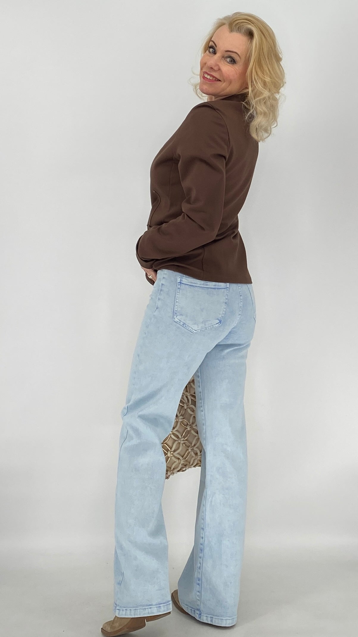 Mid Waist Jeans, hellblau