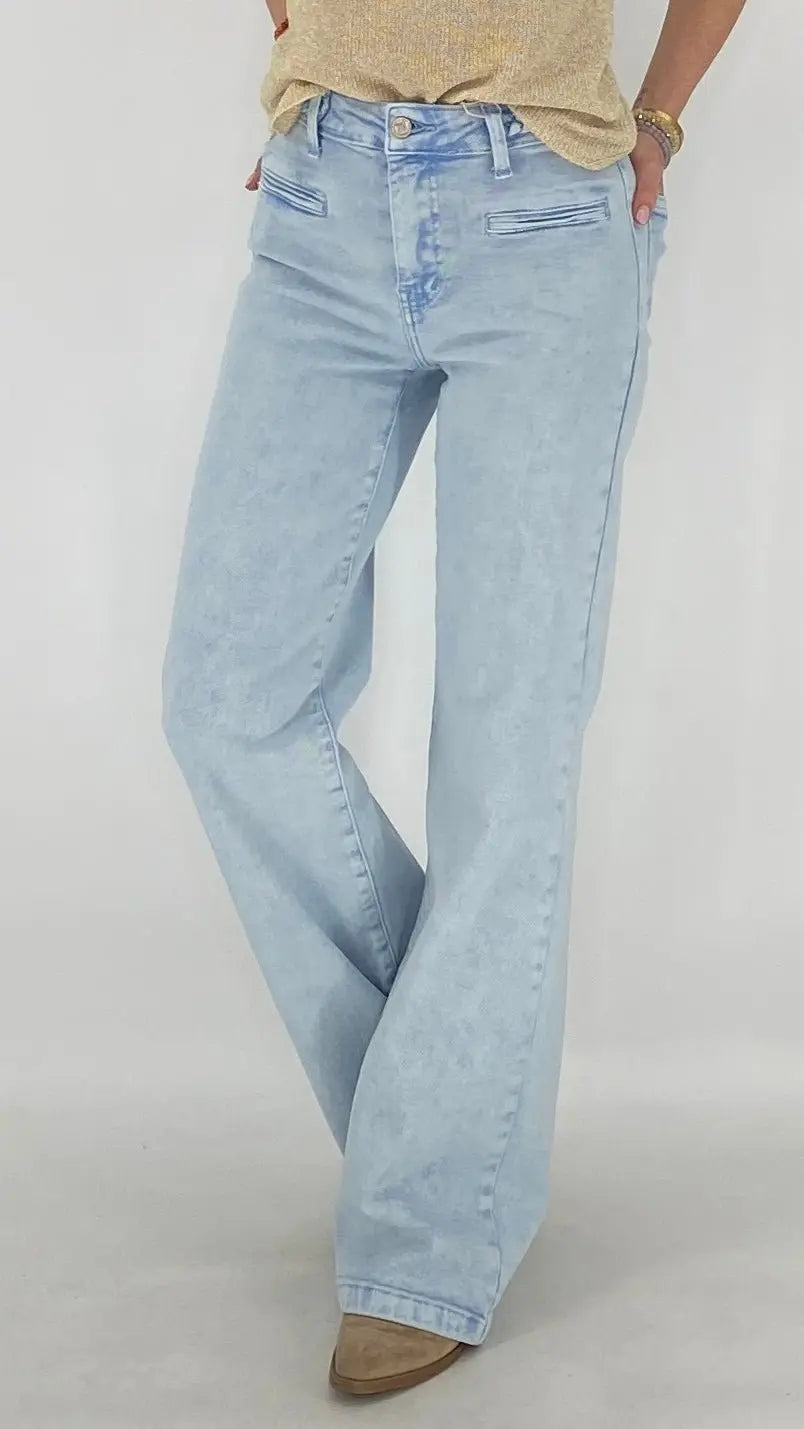 Mid Waist Jeans, hellblau - By Elena FashionBy Elena Fashion