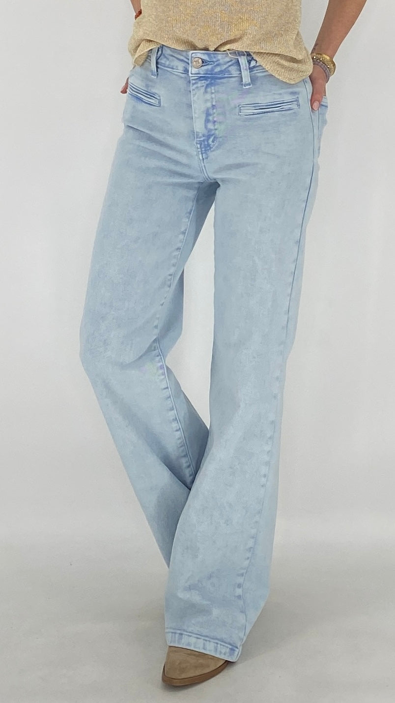Mid Waist Jeans, hellblau