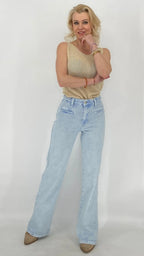 Mid Waist Jeans, hellblau - By Elena FashionBy Elena Fashion