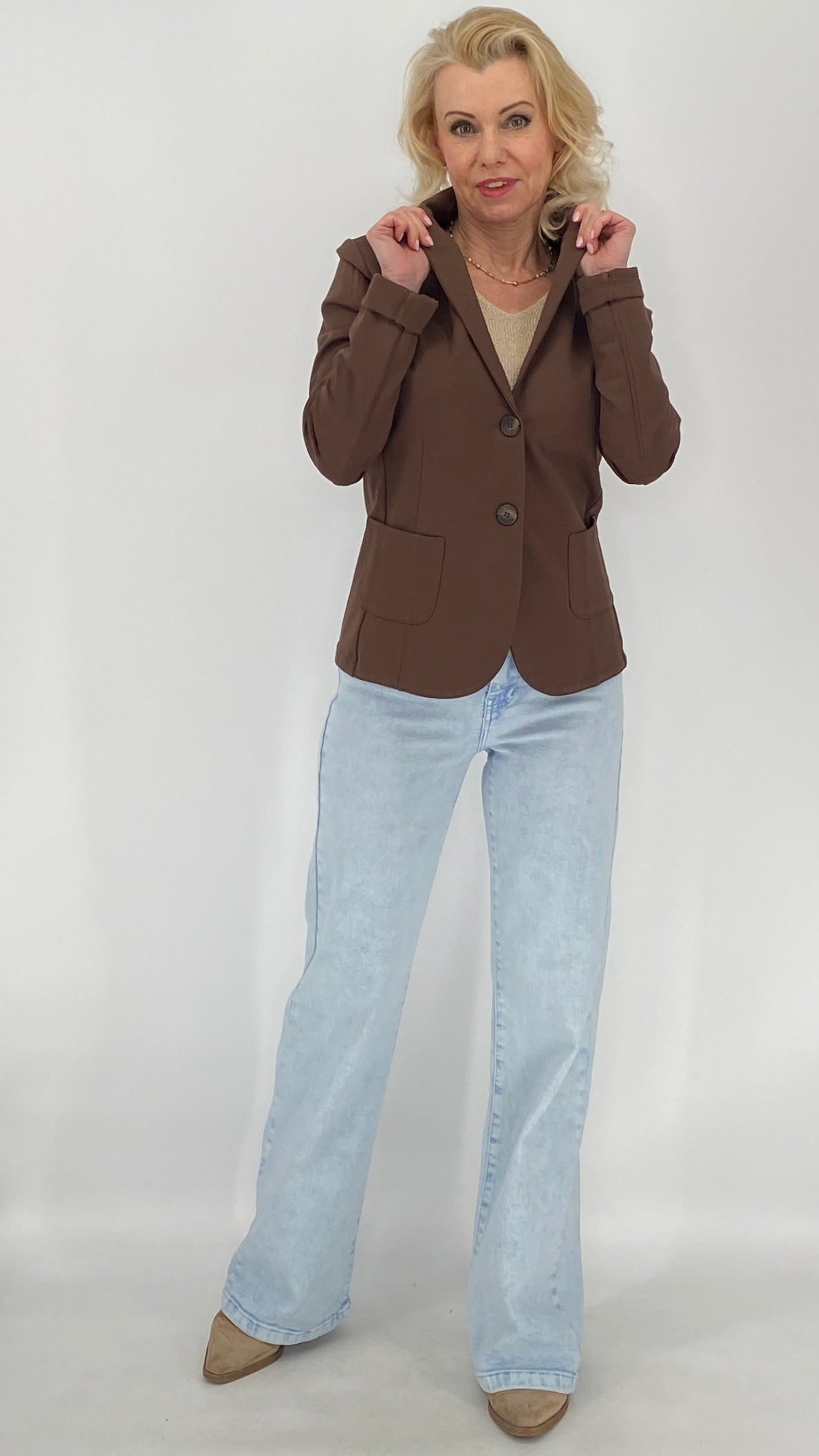 Mid Waist Jeans, hellblau