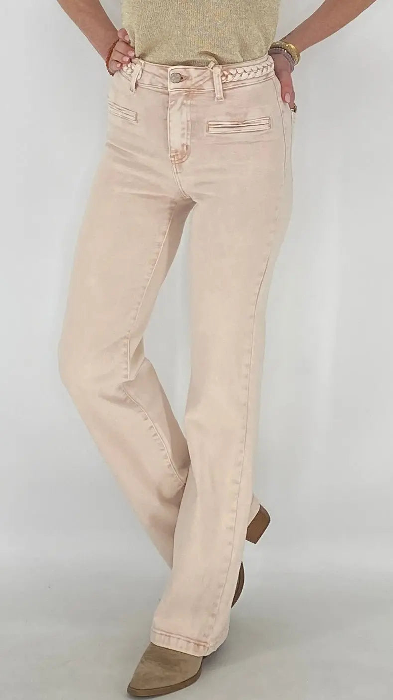 Mid Waist Jeans, hellrosa - By Elena FashionBy Elena Fashion