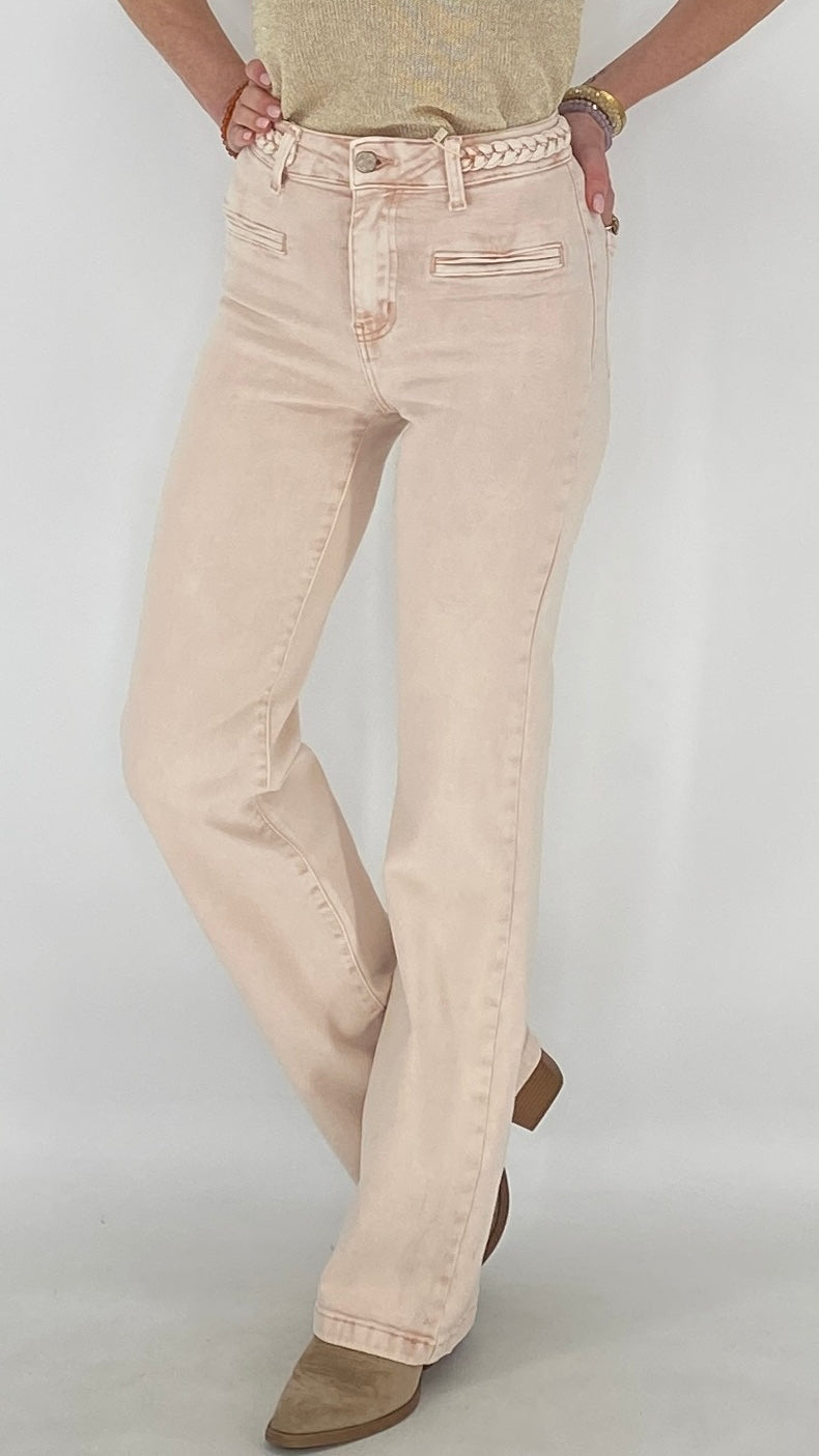 Mid Waist Jeans, hellrosa