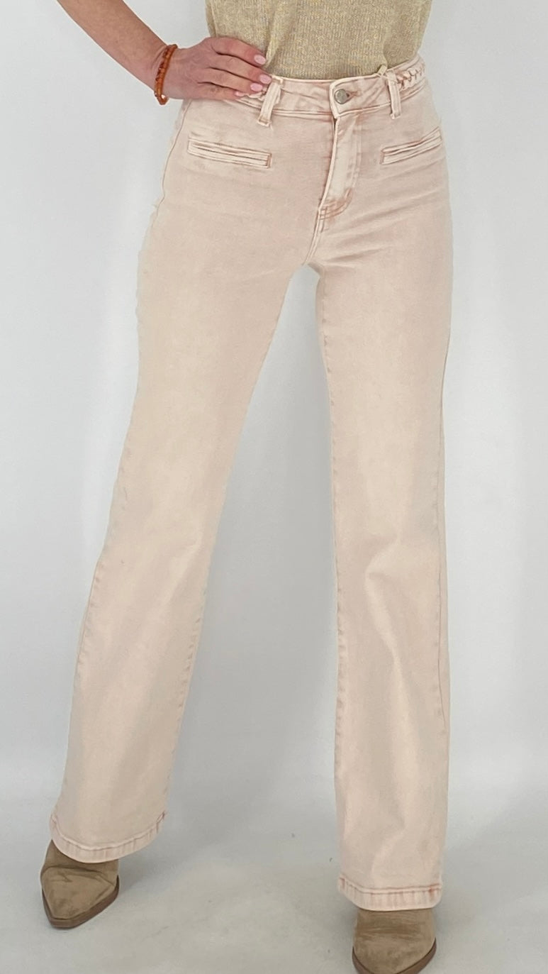 Mid Waist Jeans, hellrosa