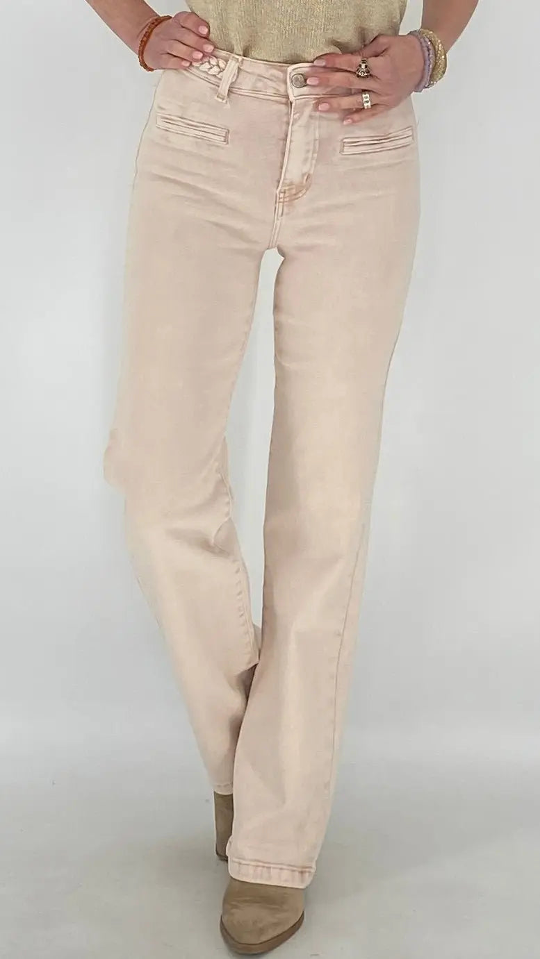Mid Waist Jeans, hellrosa - By Elena FashionBy Elena Fashion