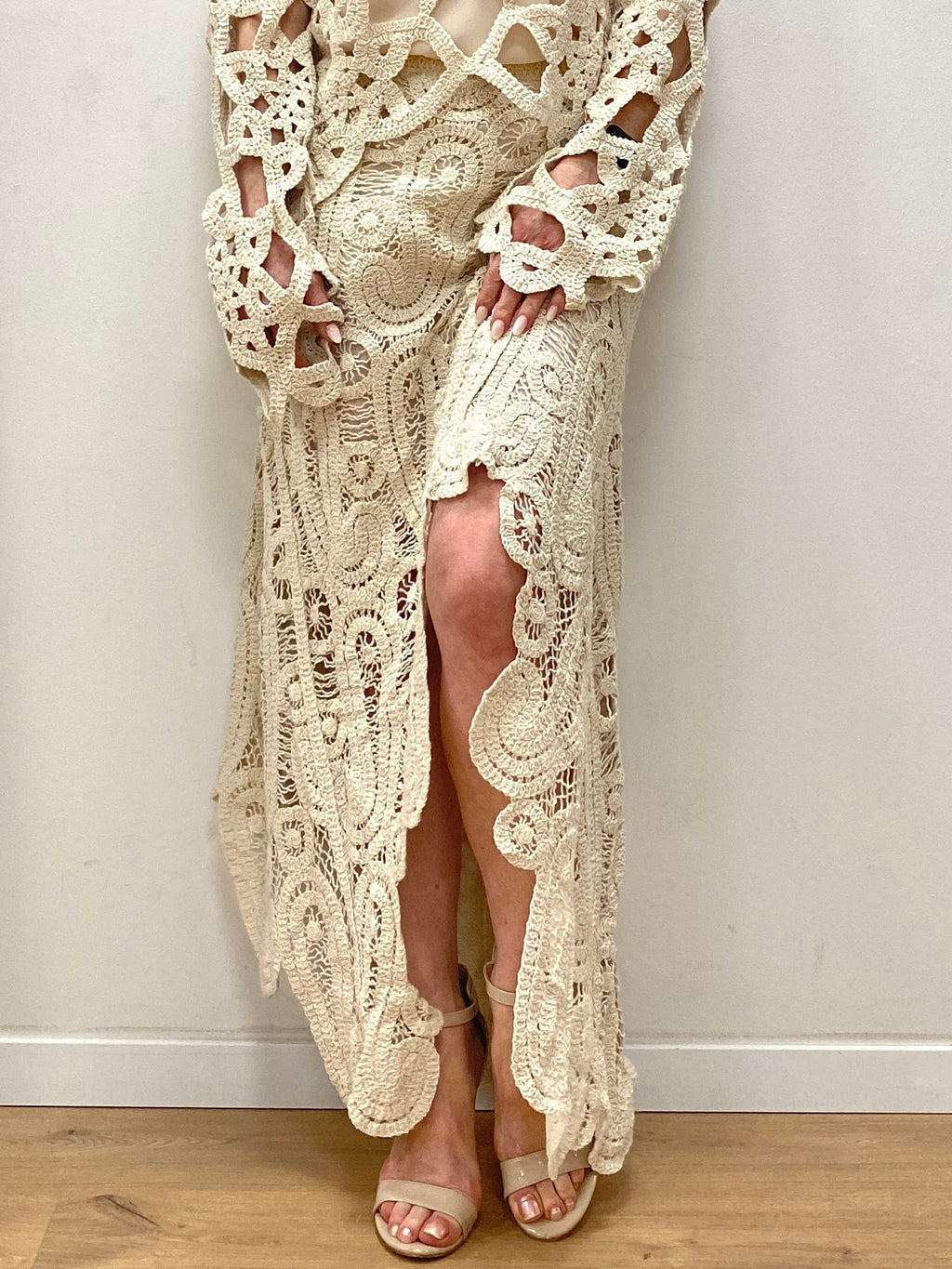 Häkelrock 100% Baumwolle, beige