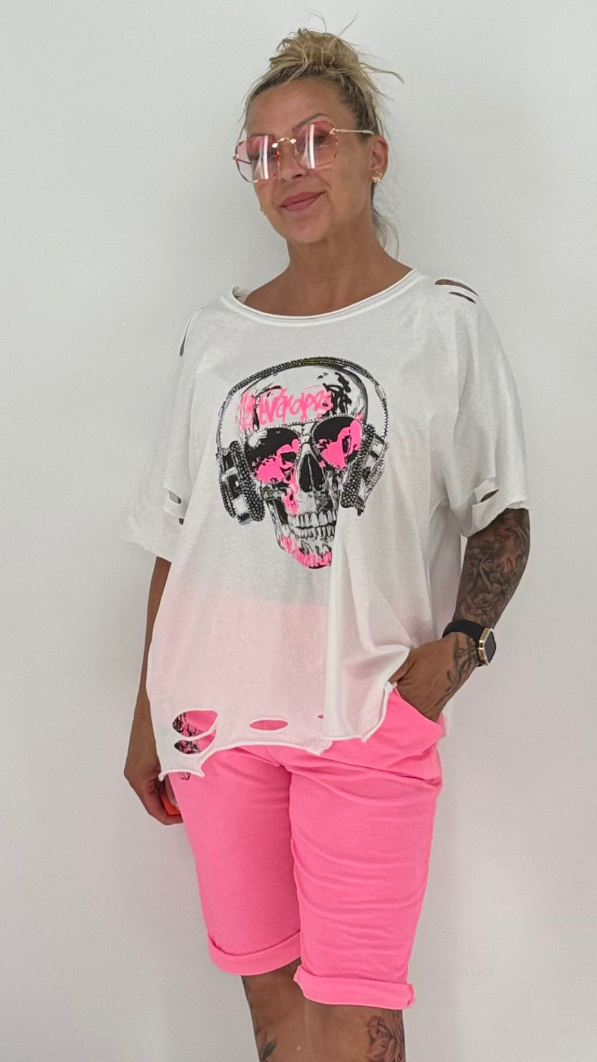 Bermuda Shorts Damen mit Skull-Motiv