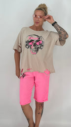 Bermuda Shorts Damen mit Skull-Motiv