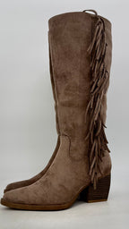 Stiefel mit Fransen T313, Taupe
