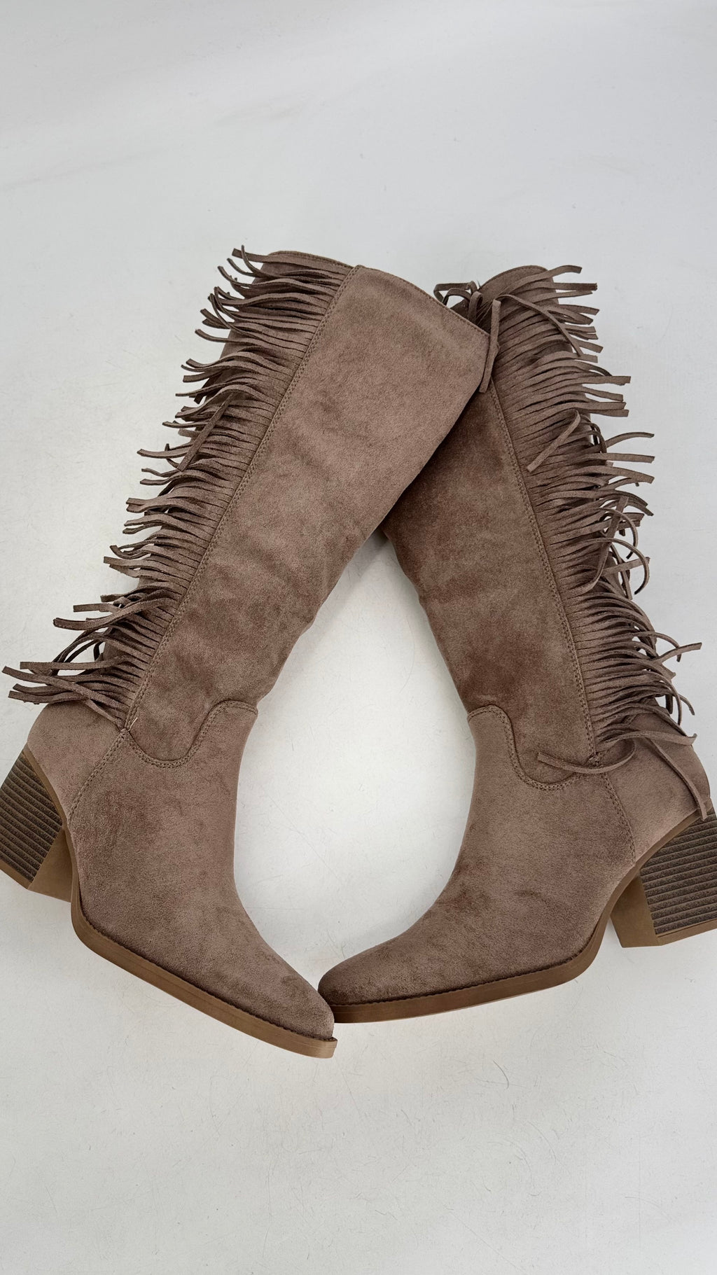 Stiefel mit Fransen T313, Taupe