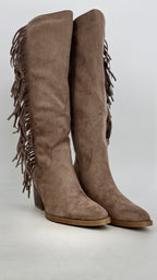 Stiefel mit Fransen T313, Taupe