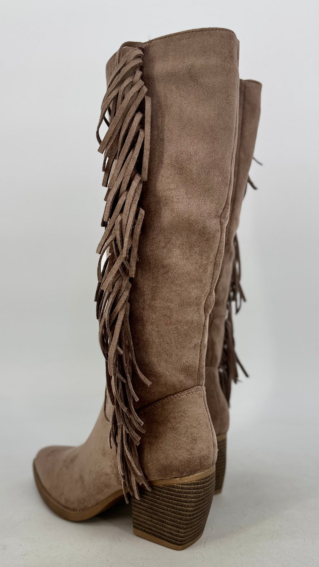 Stiefel mit Fransen T313, Taupe