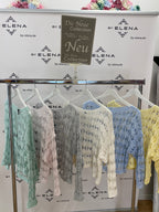 Sommer Strickpullover, weiß, blau - By Elena FashionBy Elena Fashion