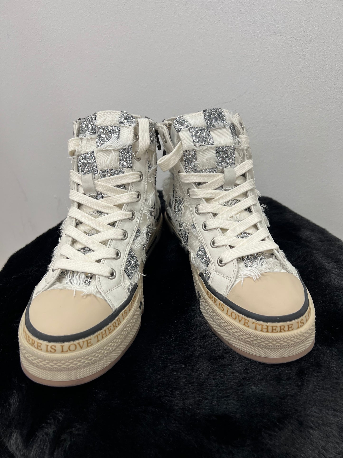Sneaker Rebecca White Square Stoff
