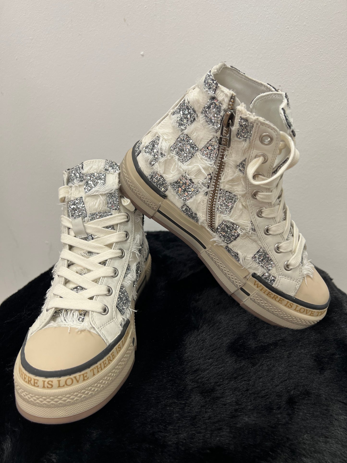 Sneaker Rebecca White Square Stoff