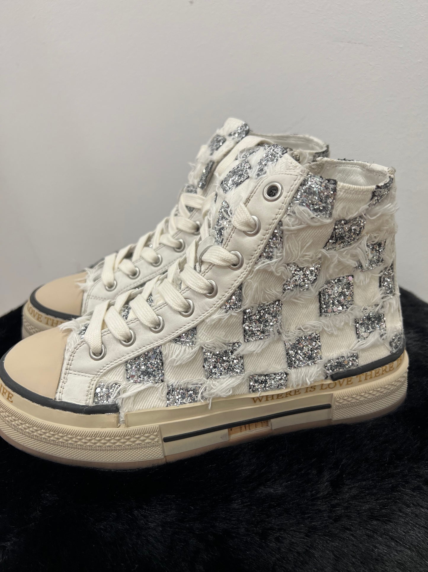Sneaker Rebecca White Square Stoff