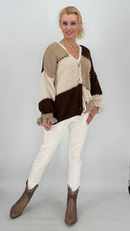 Strickjacke, beige/braun