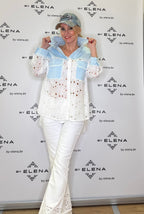 Jeans mit floralen Stickereien Weiß