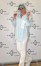 Jeans mit floralen Stickereien Weiß