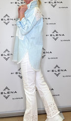 Jeans mit floralen Stickereien Weiß