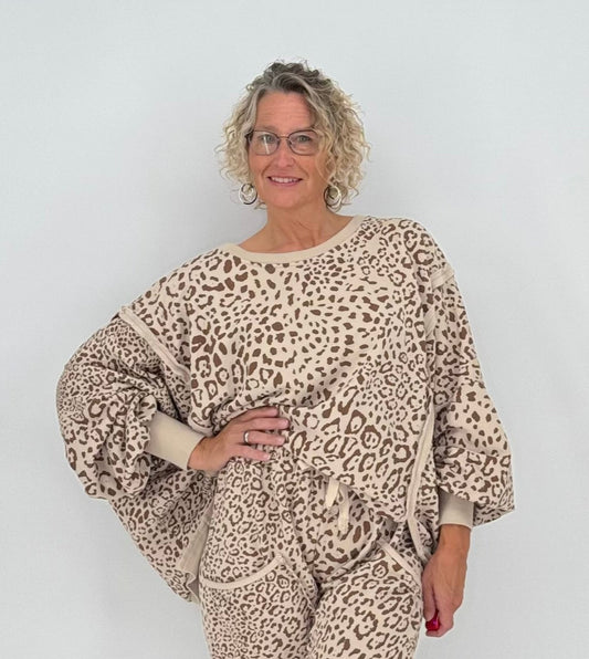 Sweatshirt in beige/braun, "Leo"