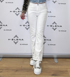 Jeans mit floralen Stickereien Weiß