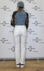 Jeans mit floralen Stickereien Weiß