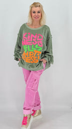 Sweatshirt in gelb, olive, pink