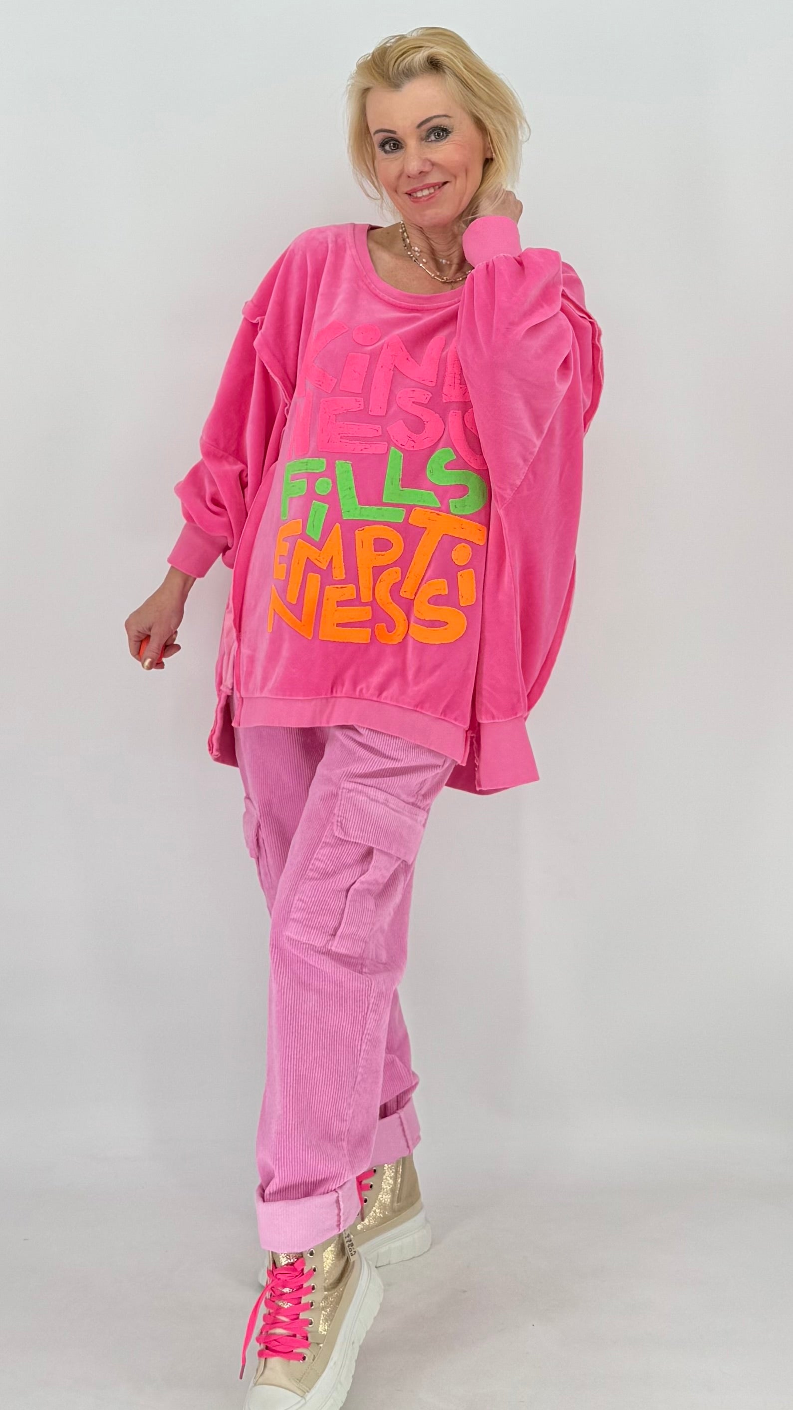 Sweatshirt in gelb, olive, pink