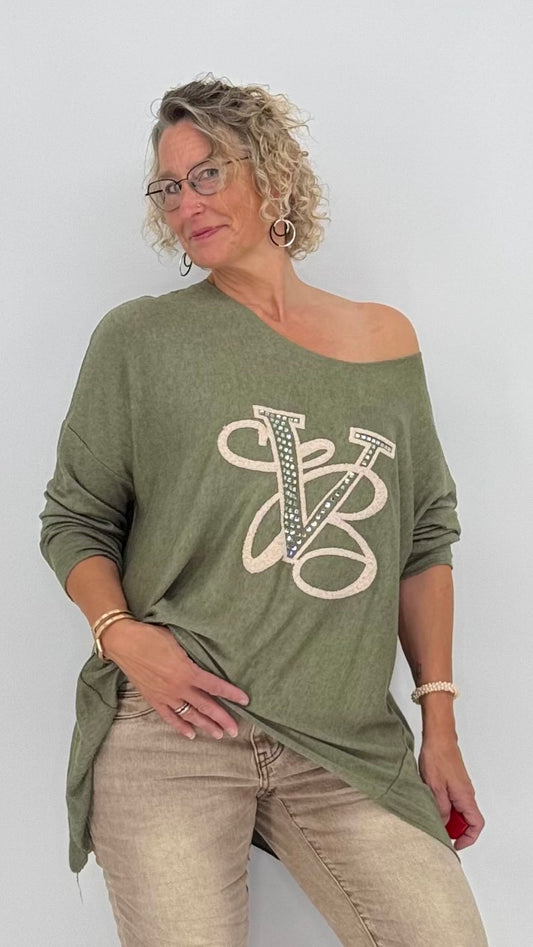 Sweatshirt in Grün mit Wollanteil