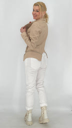 Lederjacke, rosa, zitronengelb, beige